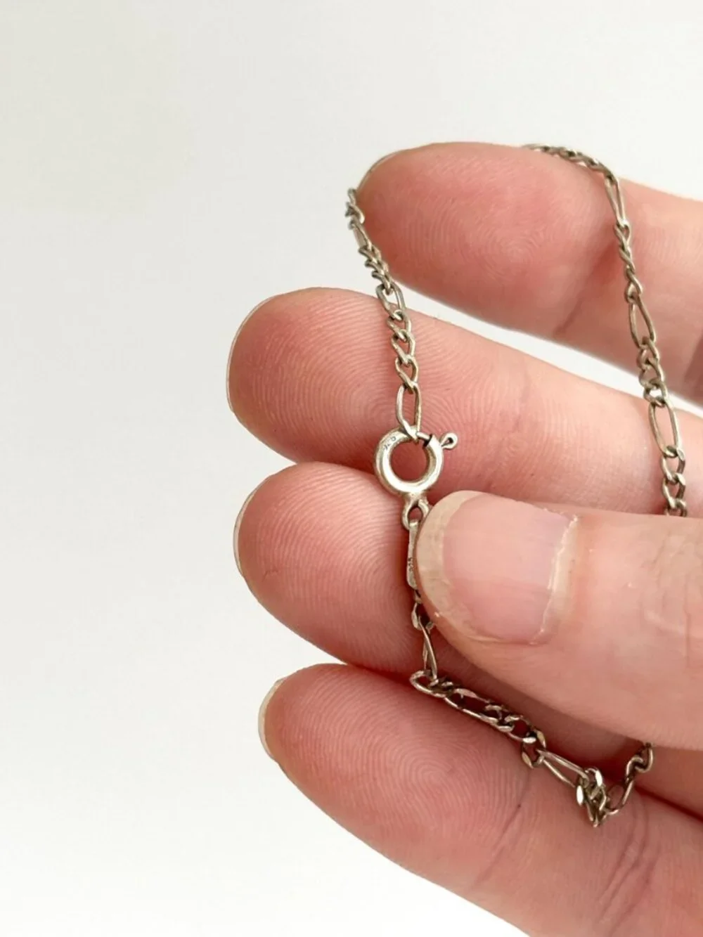 Figaro Chain Vintage Sterling Silver 925 Bracelet